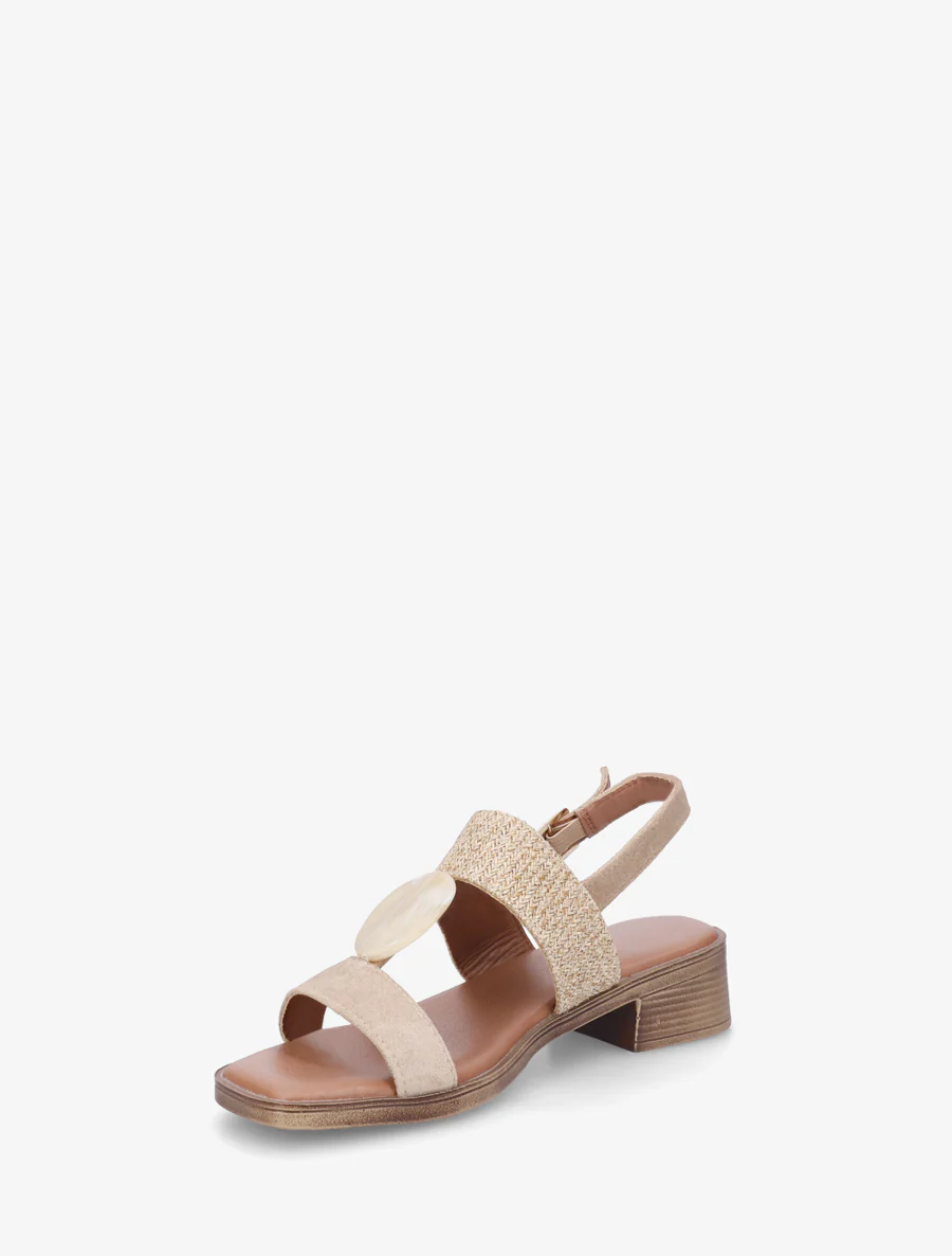 Sandalen met siersteen inzetstuk in steenstijl - Beige - Image 3