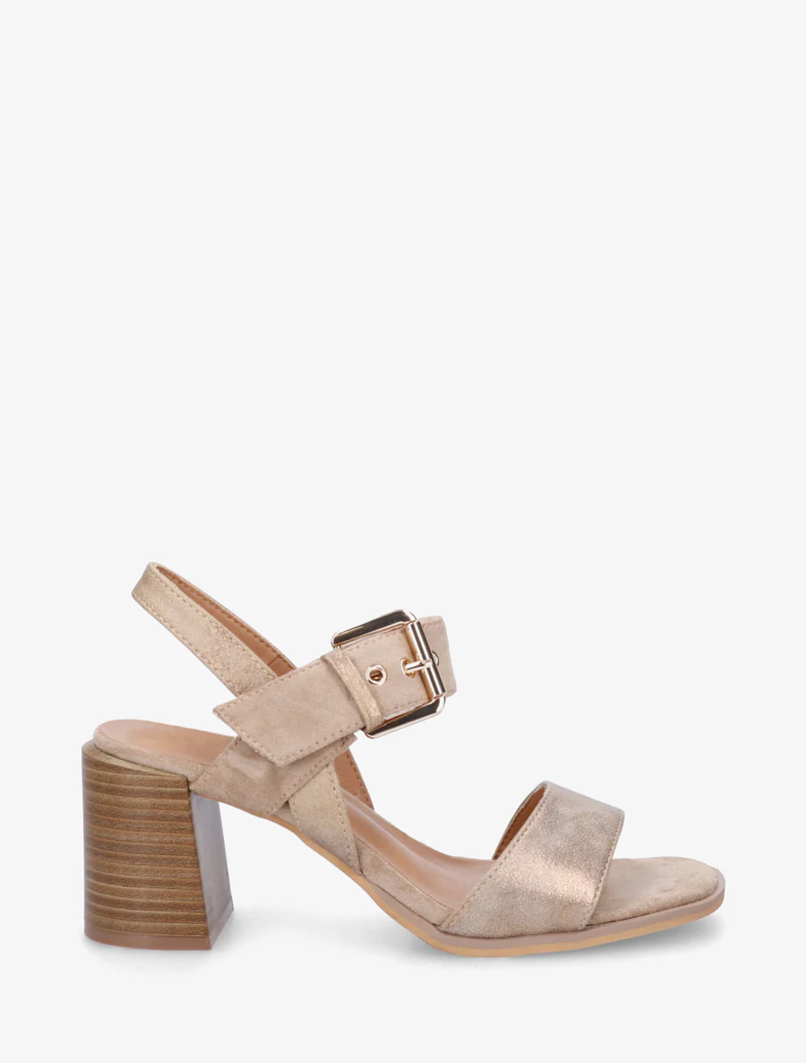 Sandalen met twee materialen en hak - Mol