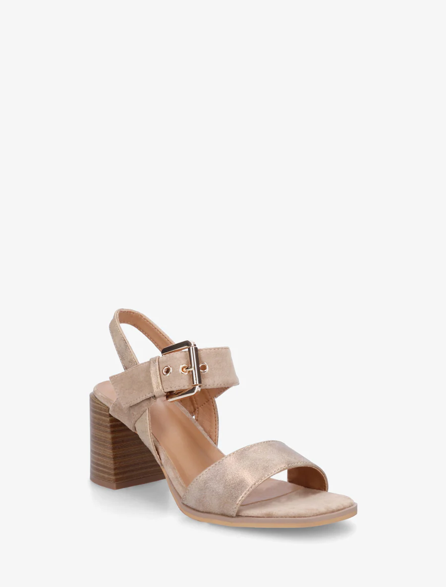 Sandalen met twee materialen en hak - Mol - Image 2