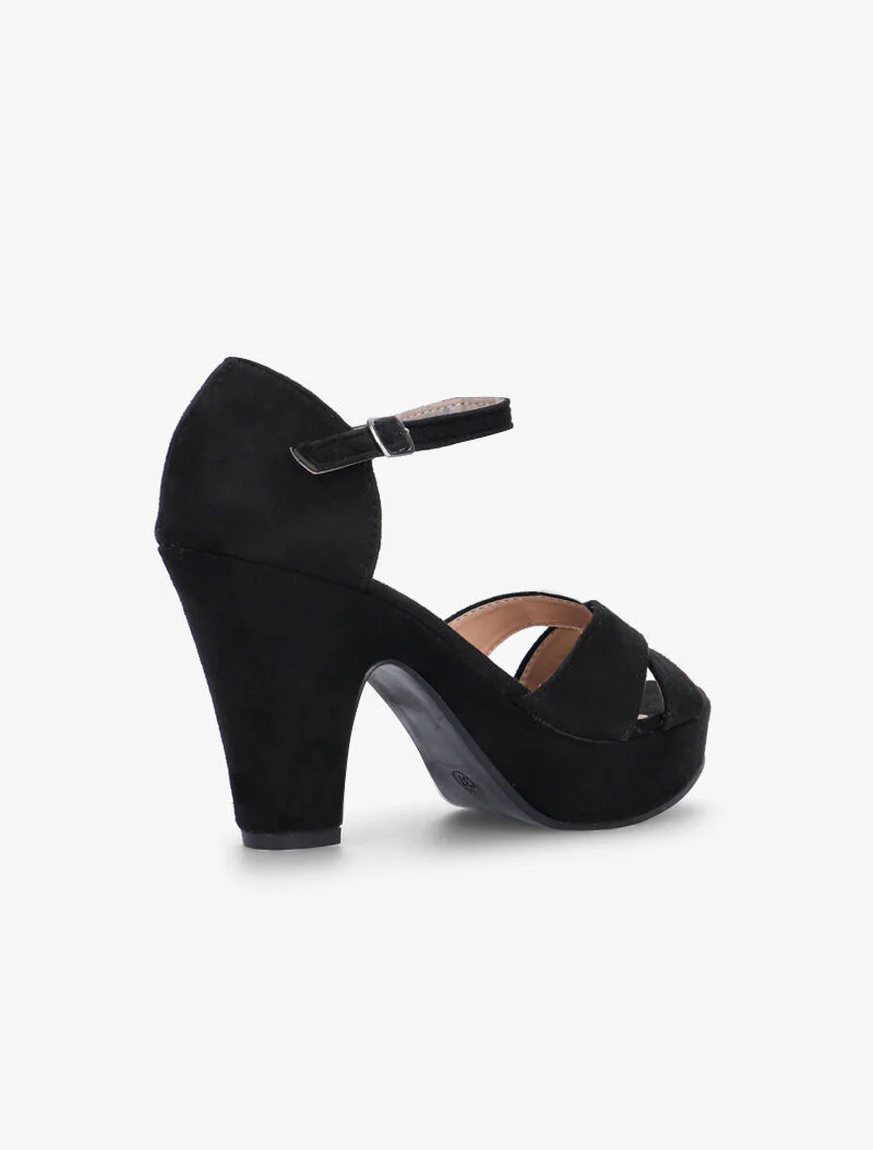 Semi-wiggen sandalen met gekruiste bandjes - zwart - Image 4