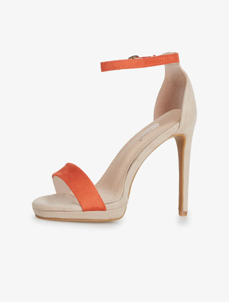 Tweekleurige sandalen - oranje/beige - Image 3