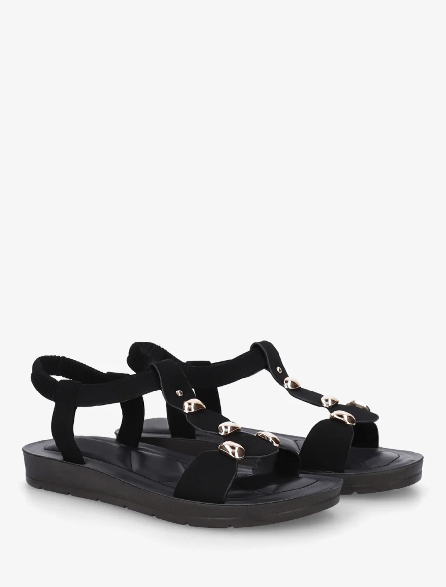 Sandalen van imitatieleer met elastische enkelband - Zwart - Image 4