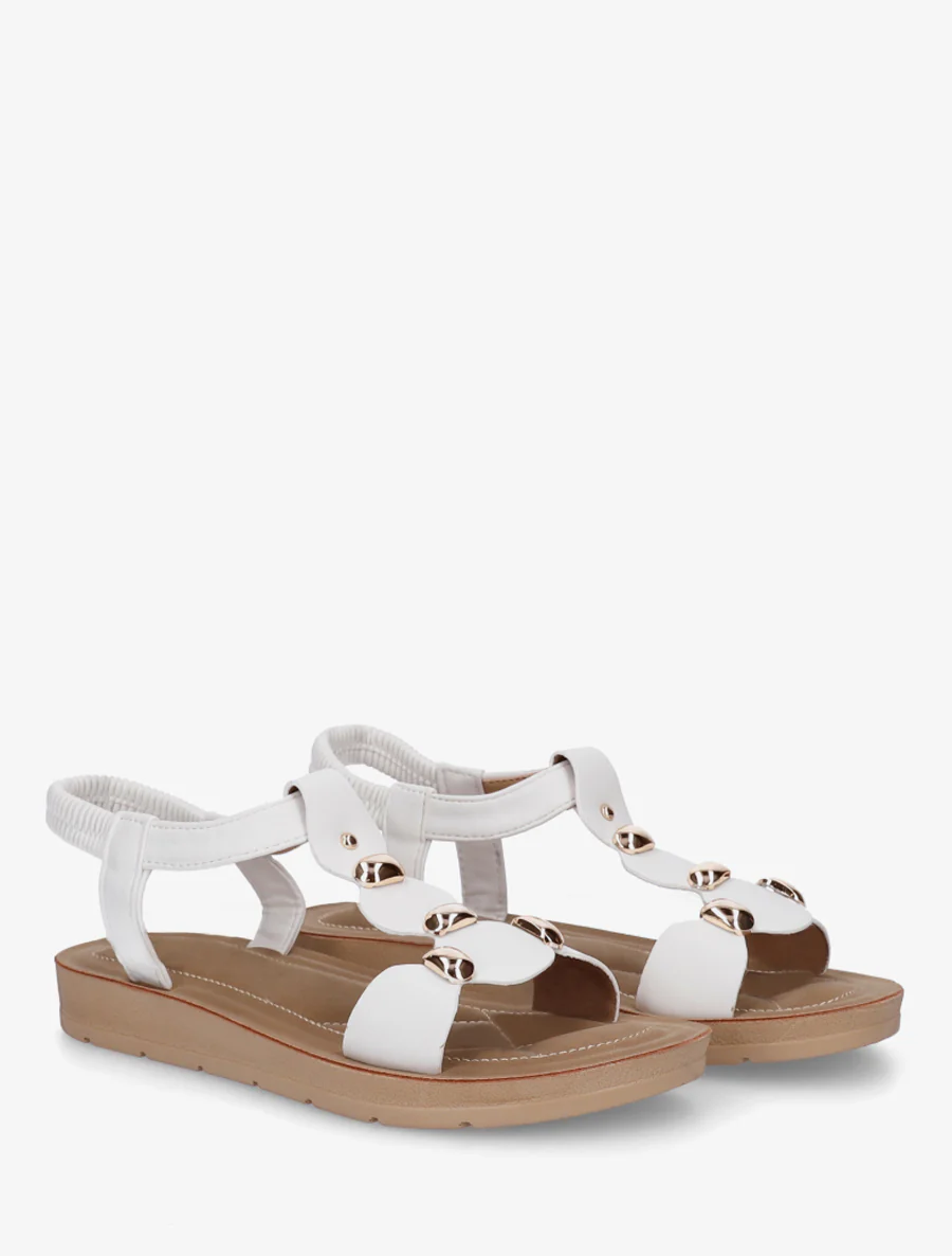 Sandalen van imitatieleer met elastische enkelband - Wit - Image 4