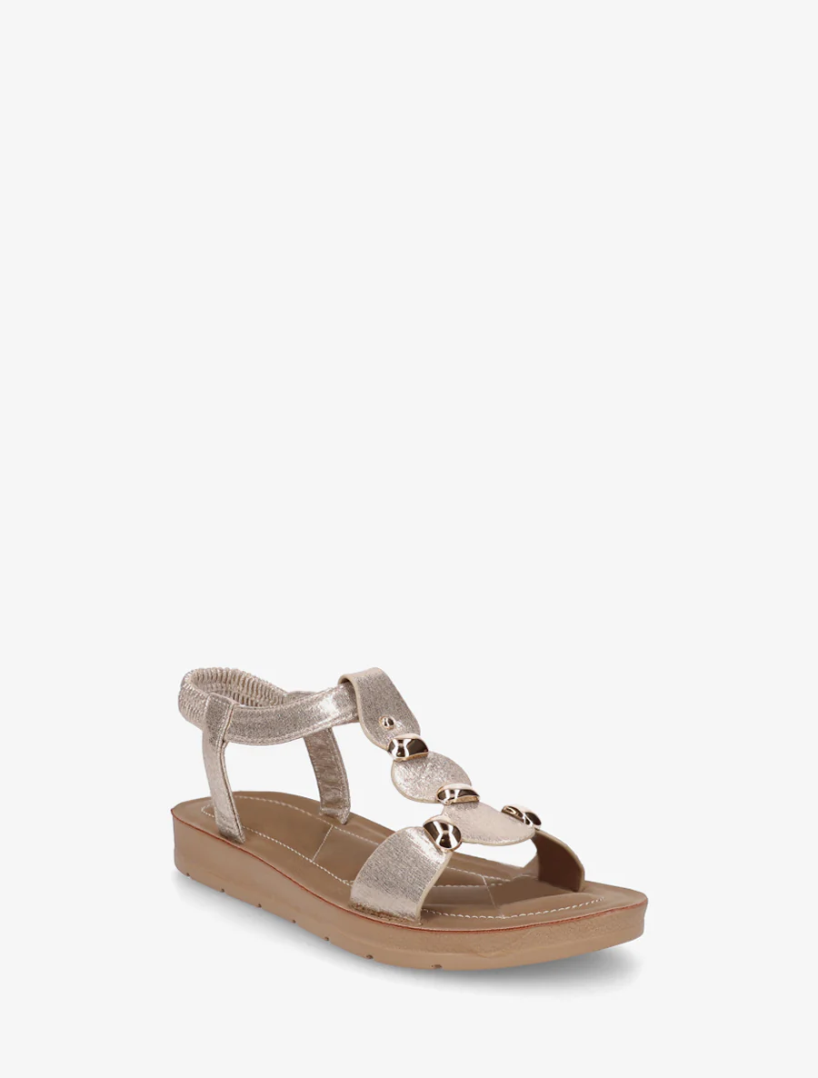 Sandalen van imitatieleer met elastische enkelband - Goud - Image 2