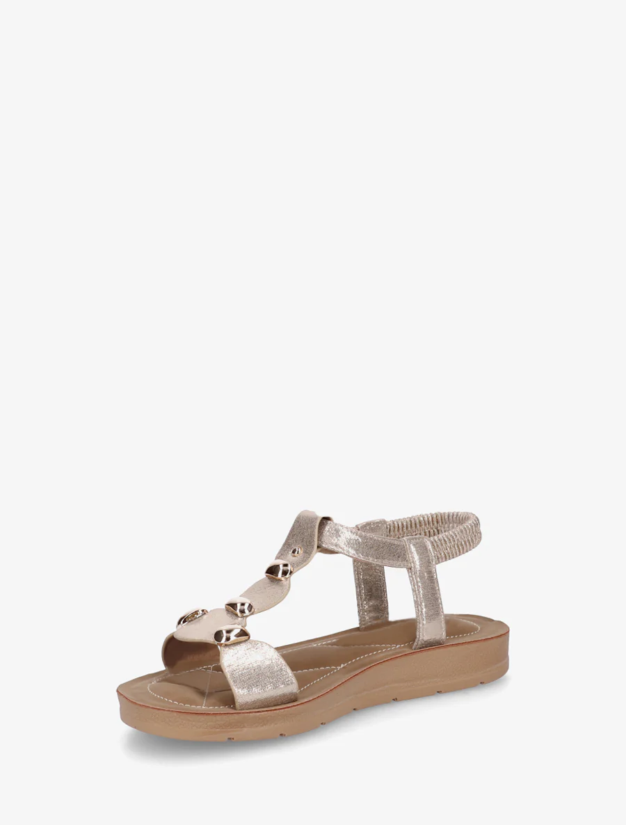 Sandalen van imitatieleer met elastische enkelband - Goud - Image 3