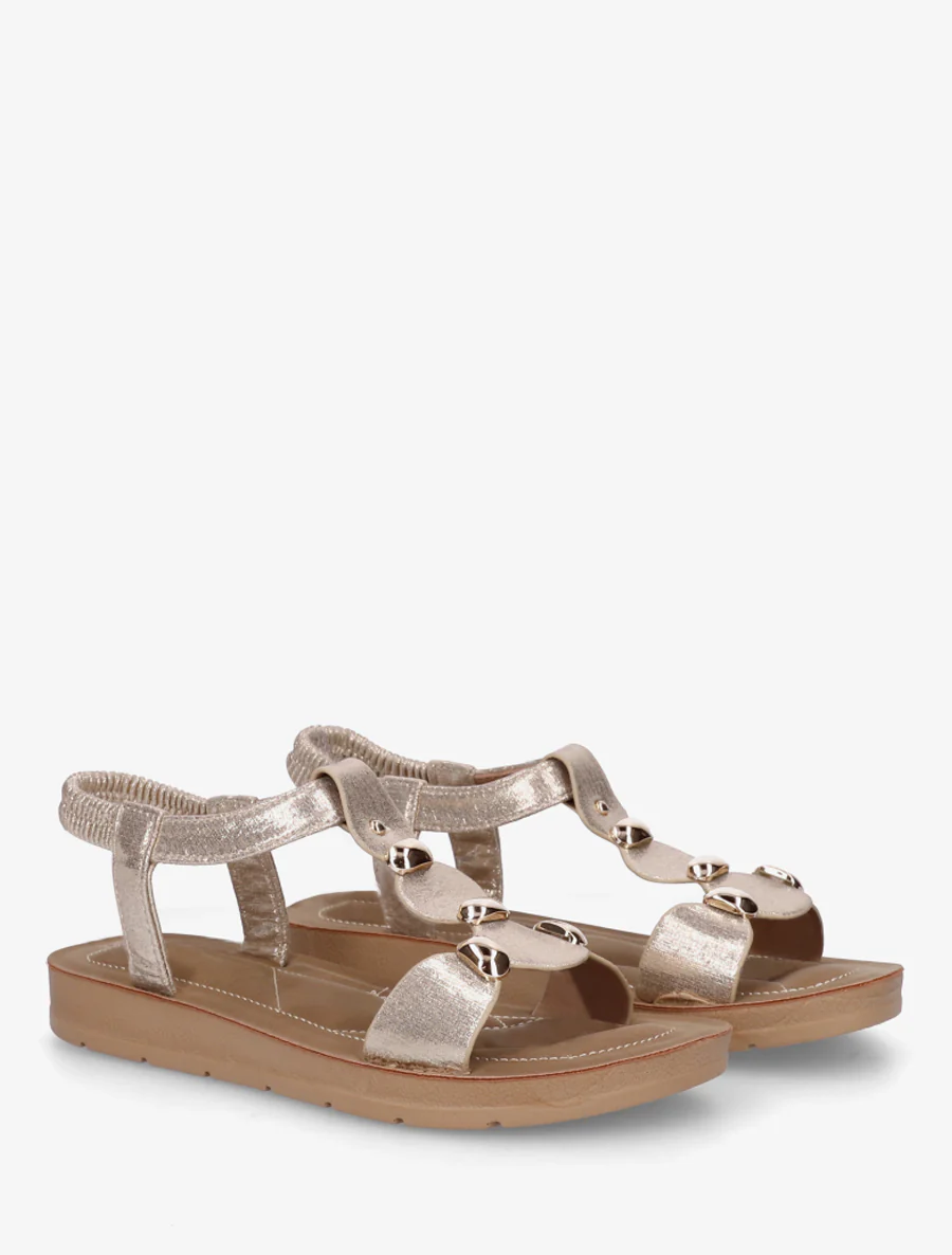 Sandalen van imitatieleer met elastische enkelband - Goud - Image 4