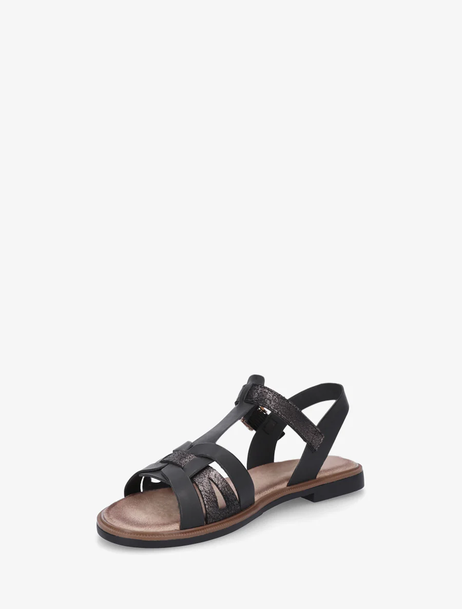 Sandalen van imitatieleer met gevlochten effect - Zwart - Image 3
