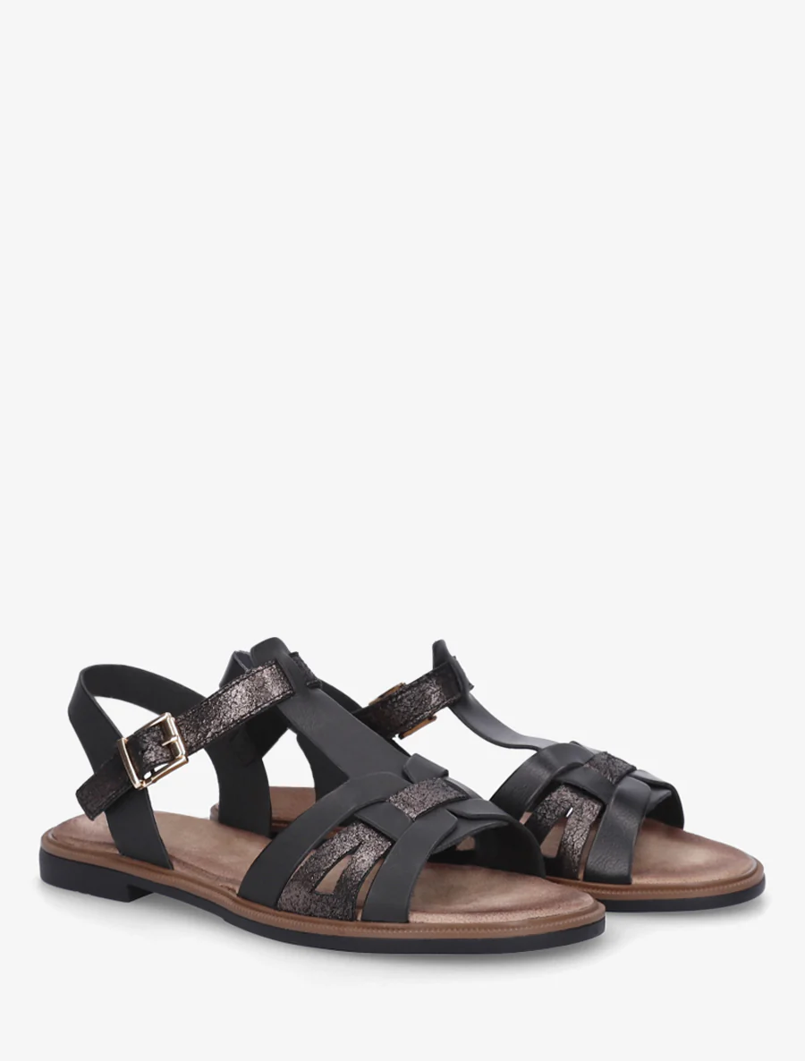 Sandalen van imitatieleer met gevlochten effect - Zwart - Image 4