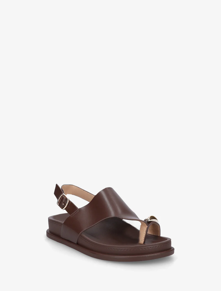 Sandalen van imitatieleer met metalen inzetstuk - Bruin - Image 2