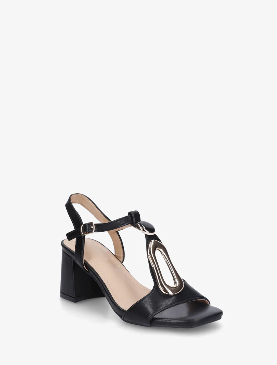 Sandalen van imitatiemateriaal met siergesp - Zwart - Image 2