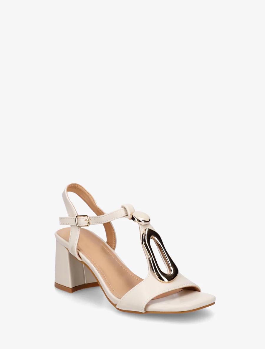 Sandalen van imitatiemateriaal met siergesp - Crème - Image 2