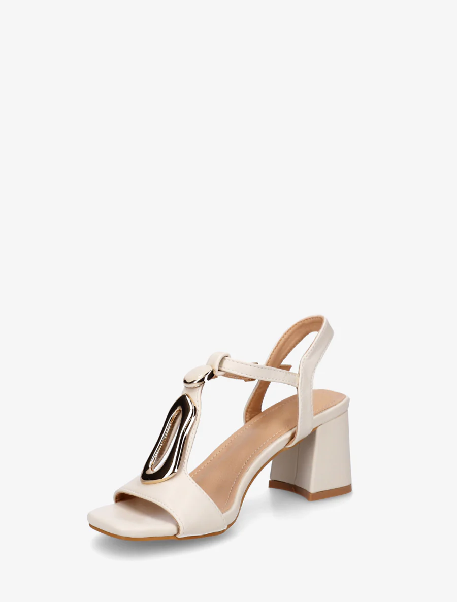 Sandalen van imitatiemateriaal met siergesp - Crème - Image 3