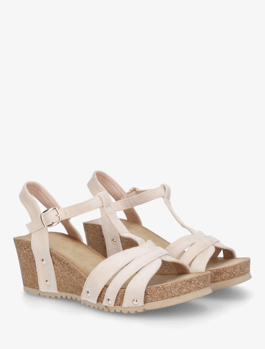 Sandalen van suèdine met T-bandje - Beige - Image 4
