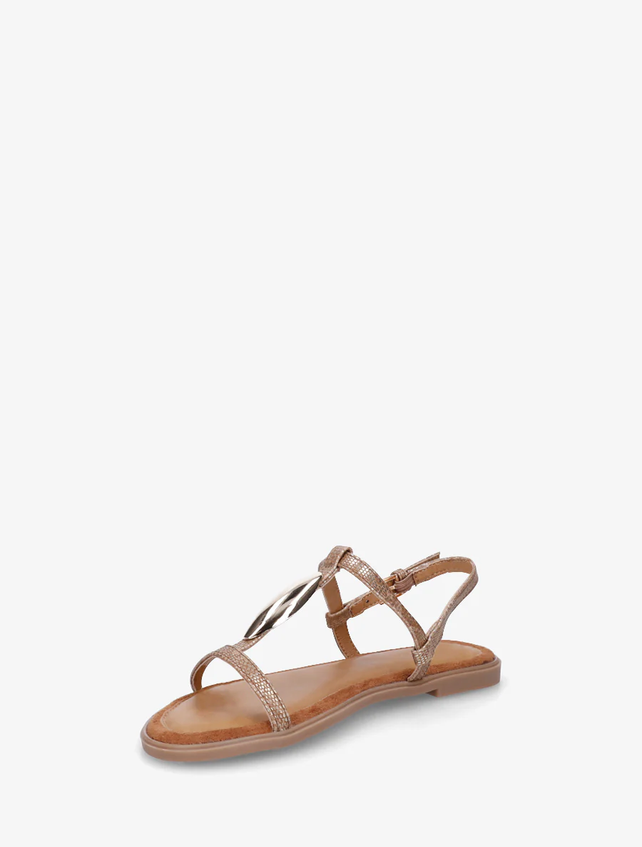 Sandalen van twee materialen met metalen inzetstuk - Bruin - Image 3