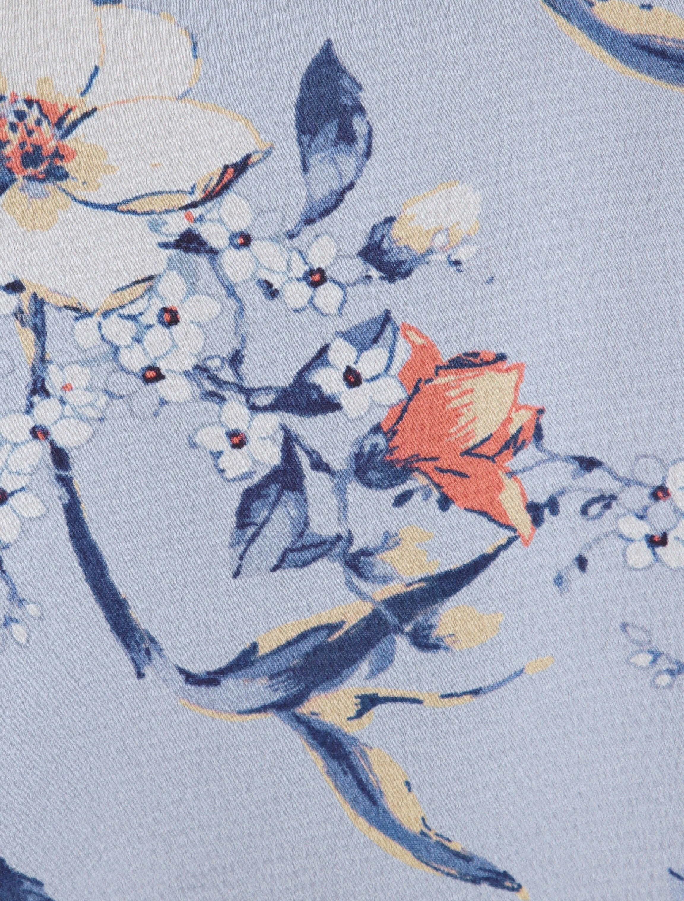 Satijnen bloemenprint jurk - Lichtblauw - Image 3