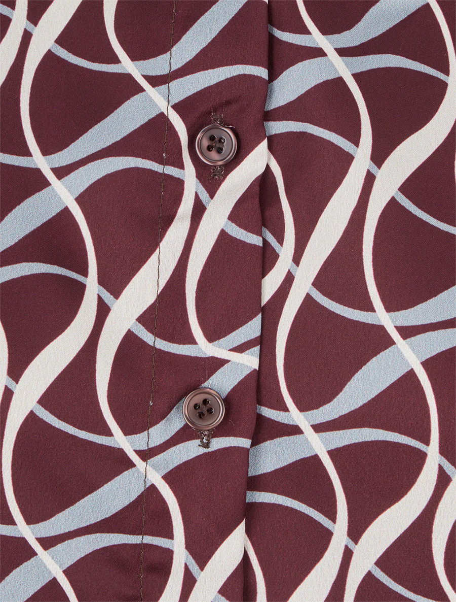 Satijnen blouse met grafische print - Pruim - Image 3