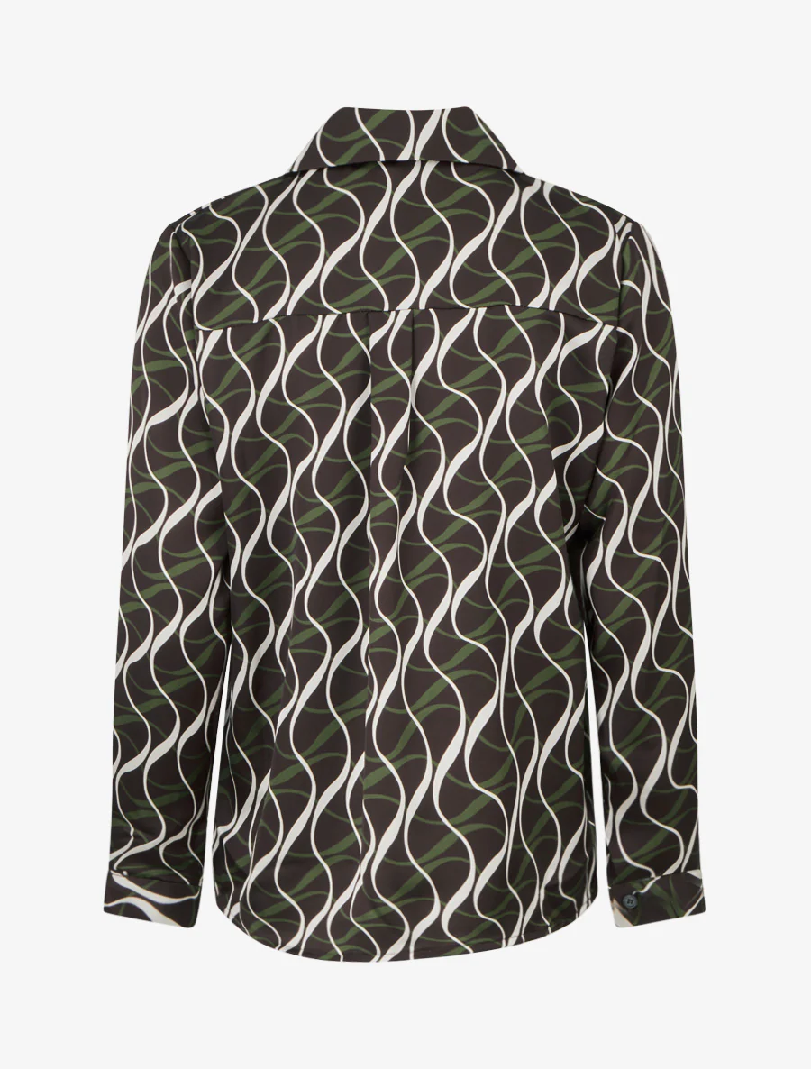 Satijnen blouse met grafische print - Bruin - Image 2