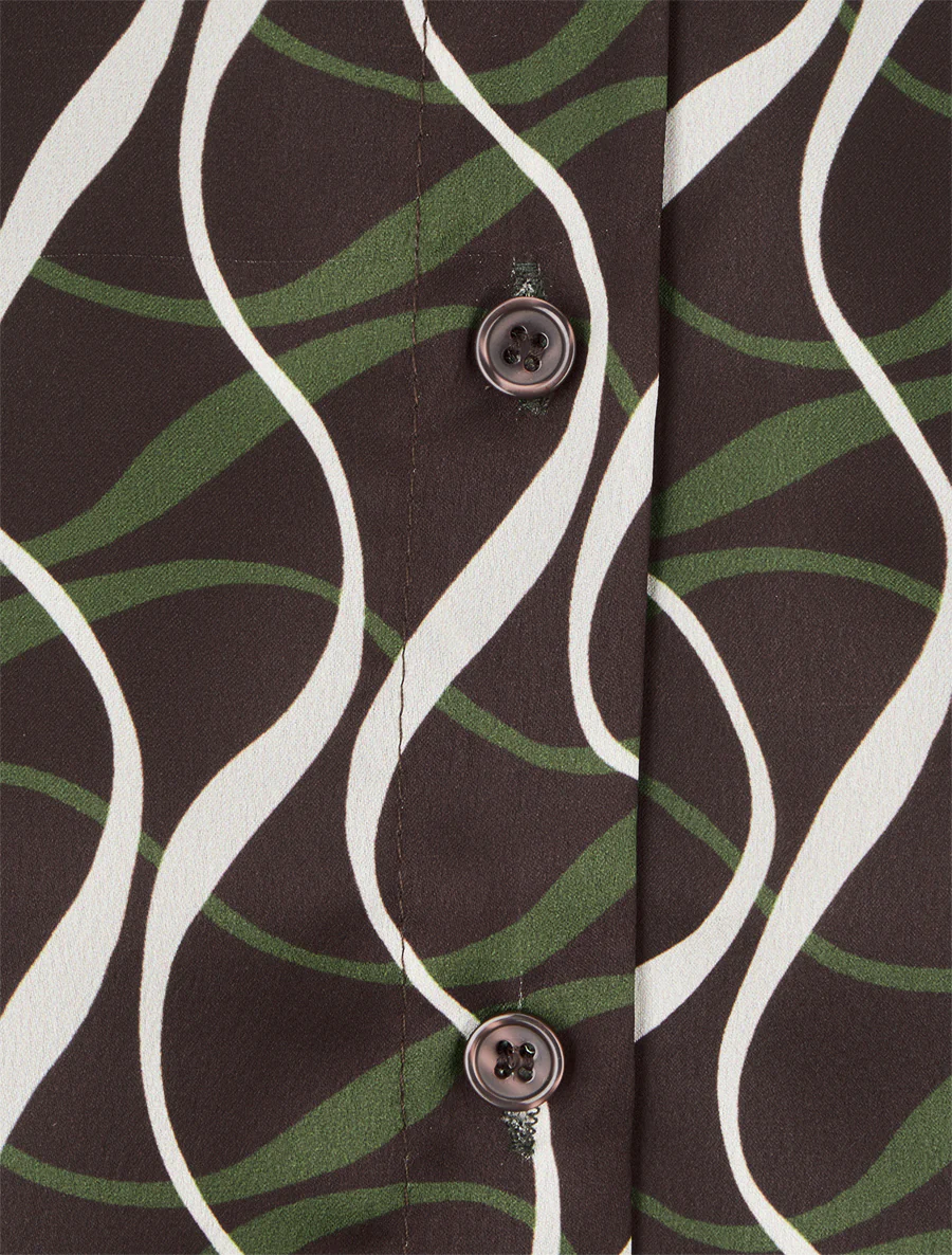 Satijnen blouse met grafische print - Bruin - Image 3