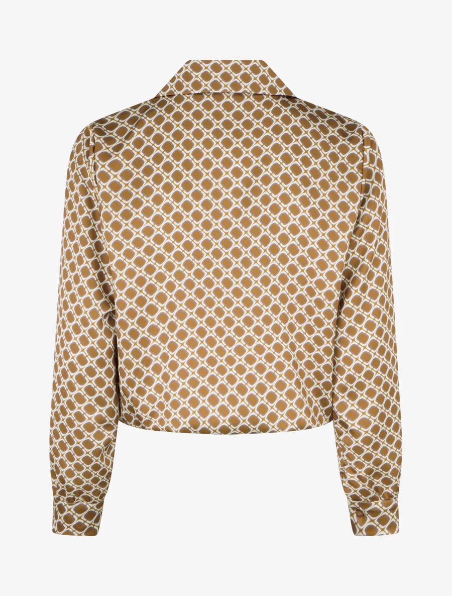 Satijnen blouse met jaren '70 print - Mosterdgeel - Image 2