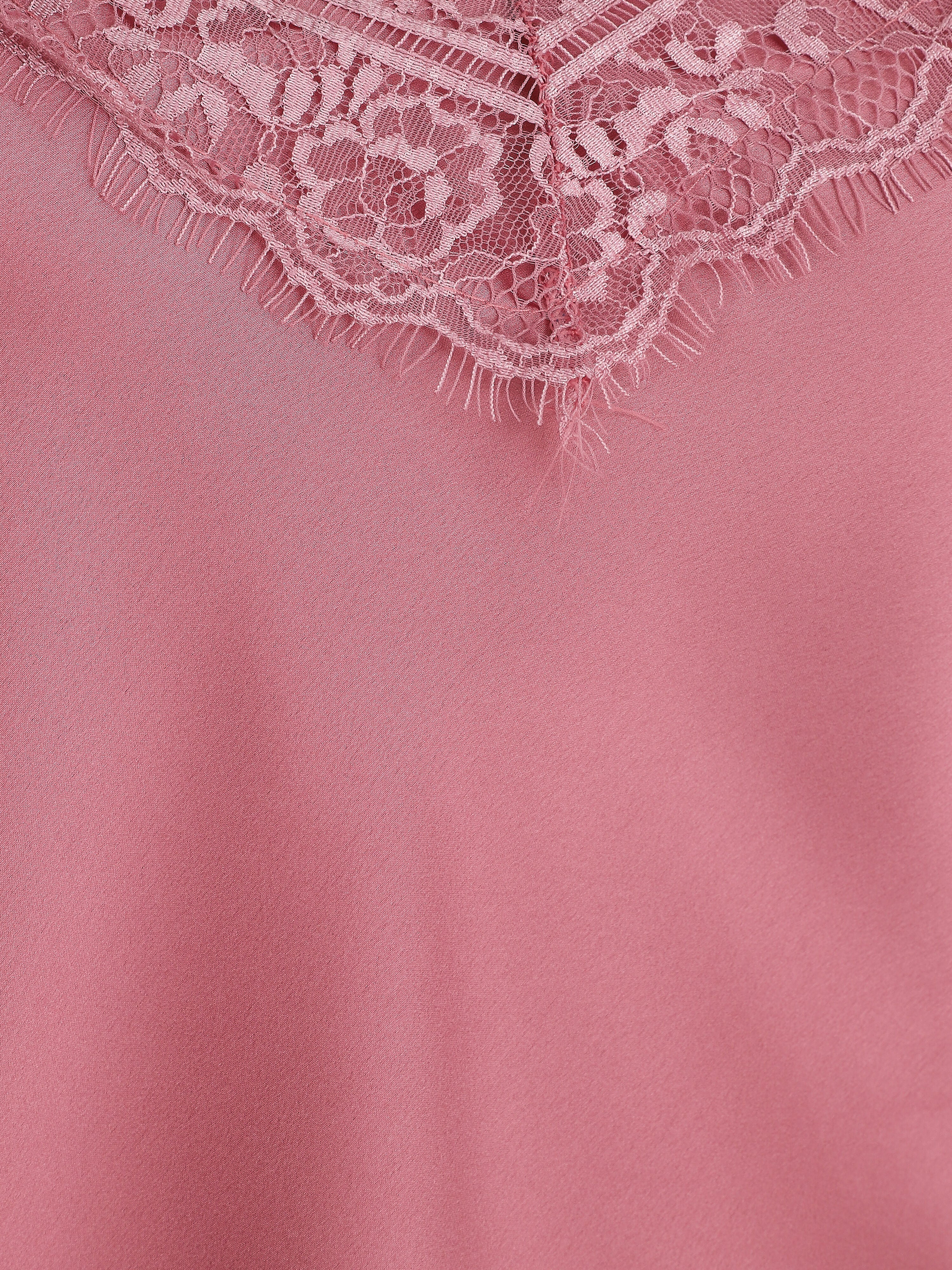 Satijnen hemdje met kant - Roze - Image 3