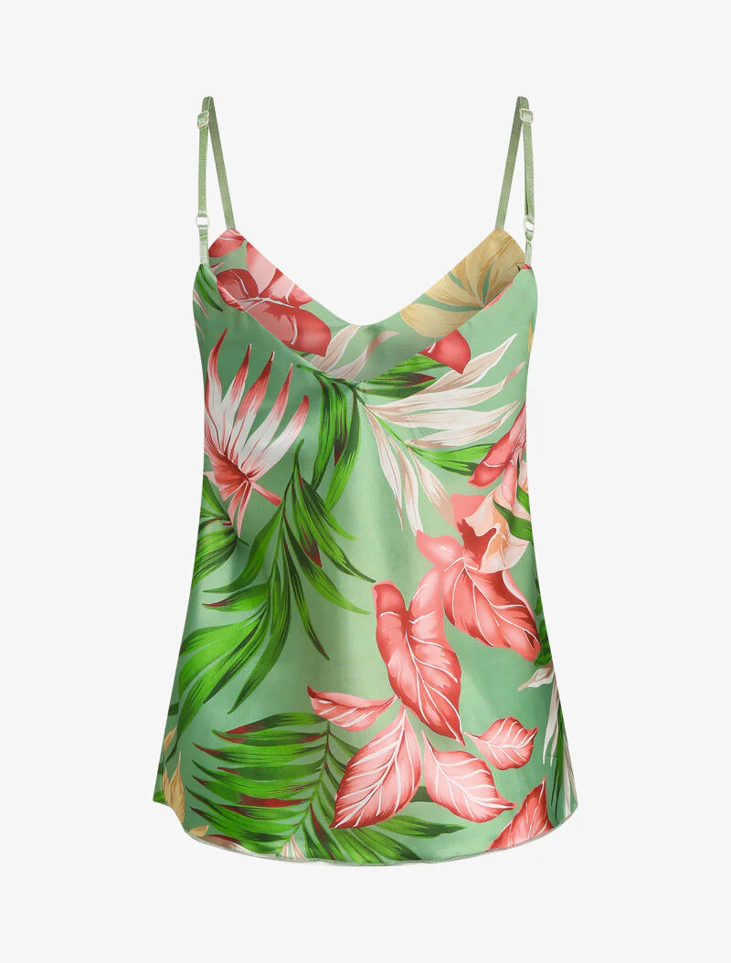 Satijnen caraco met jungleprint - groen - Image 2