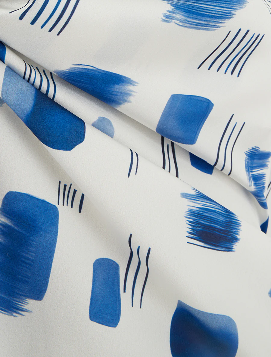 Satijnen effect caraco met gestileerde print - Marine - Image 3
