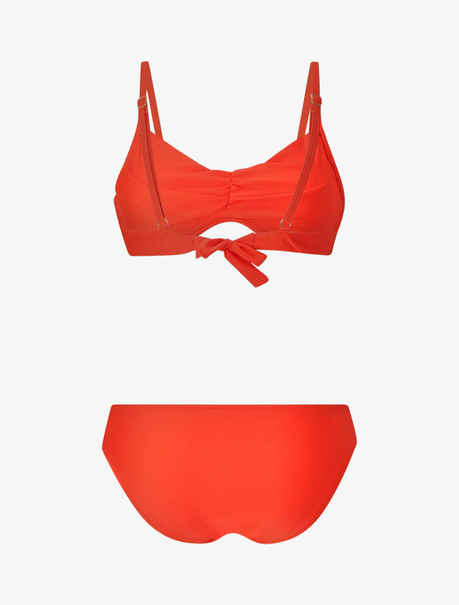 Satijnen en geplooide bikini - Koraal - Image 2