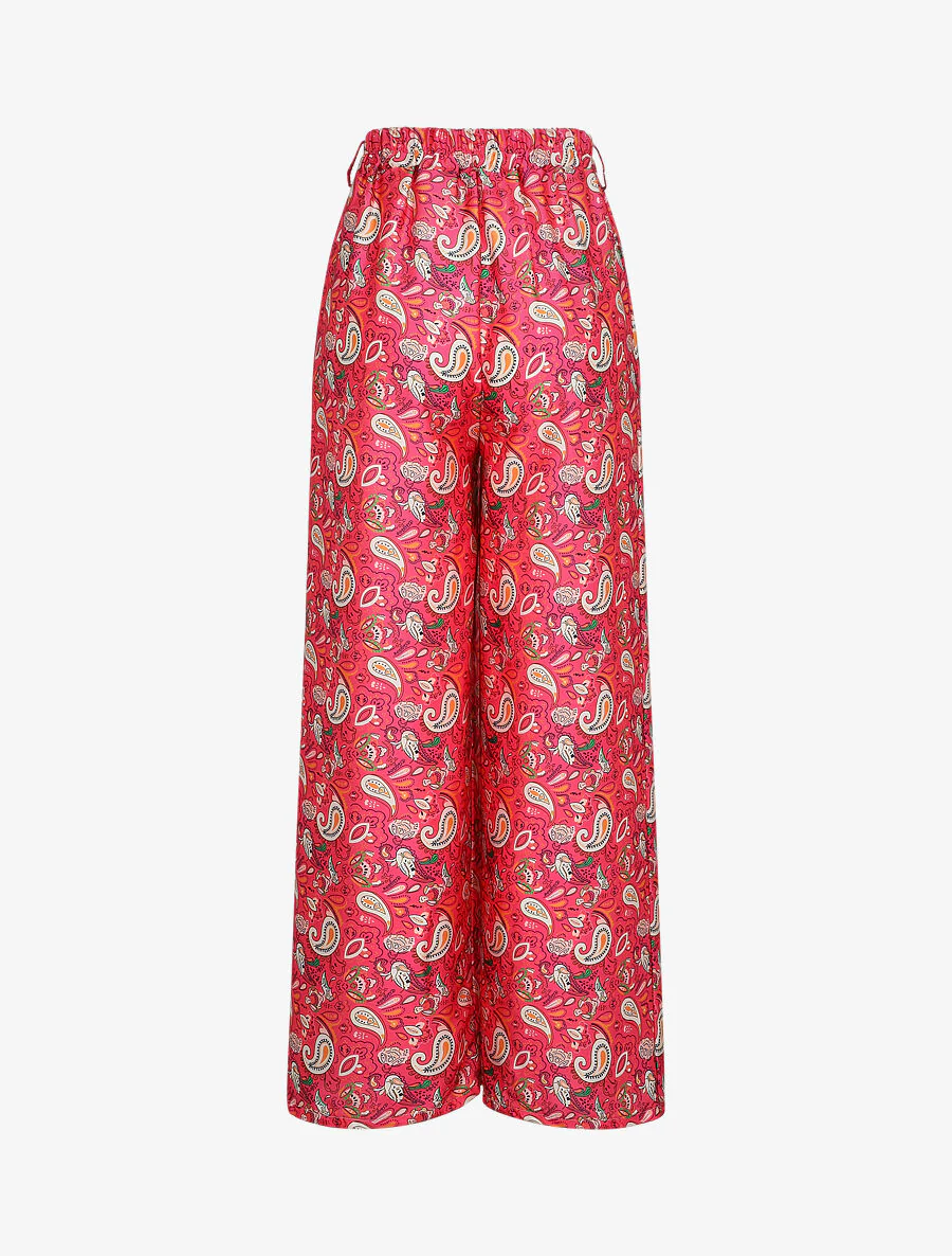 Satijnen gedrukte kasjmierbroek - Fuchsia - Image 2