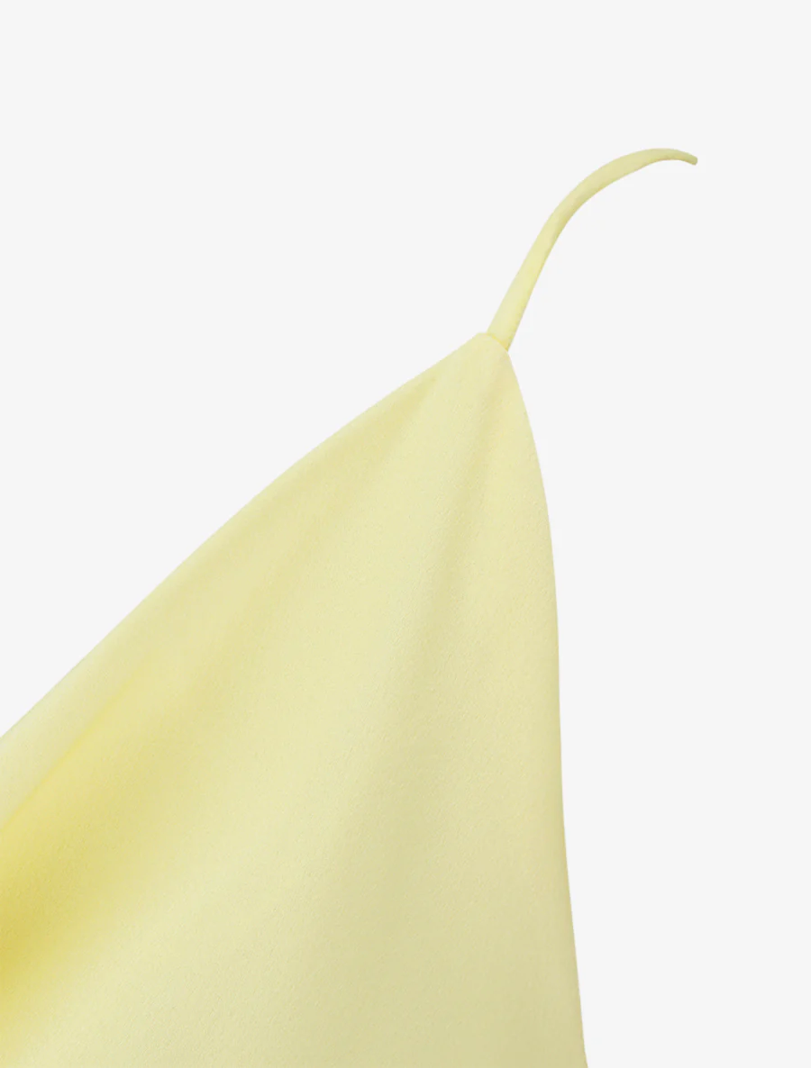 Satijnen hemd met watervalhals. - Lichtgeel - Image 3