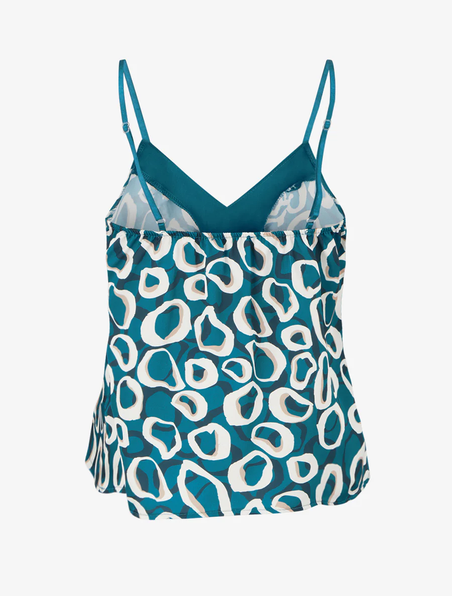 Satijnen hemdje met grafische print - Eendenblauw - Image 2