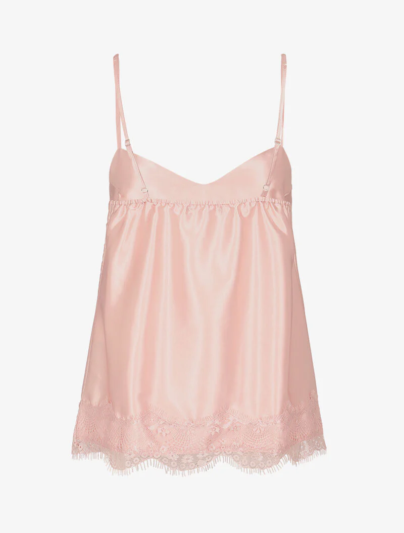 Satijnen hemdje met kanten rand - roze - Image 2