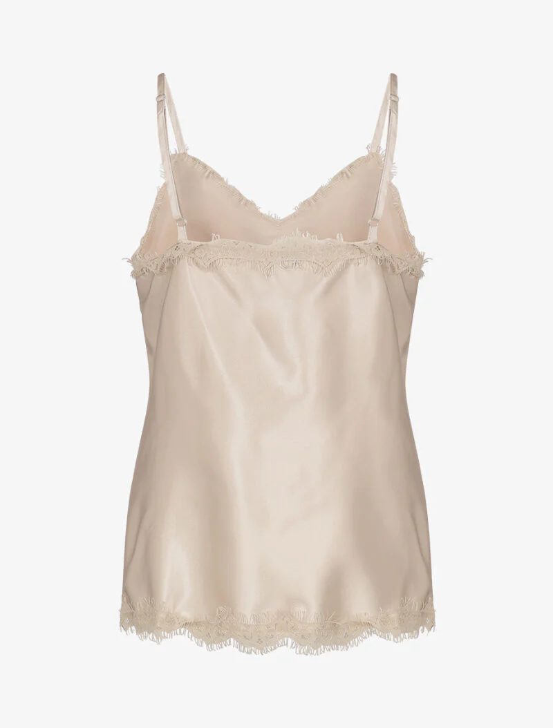 Satijnen hemdje met kanten randen - beige - Image 2
