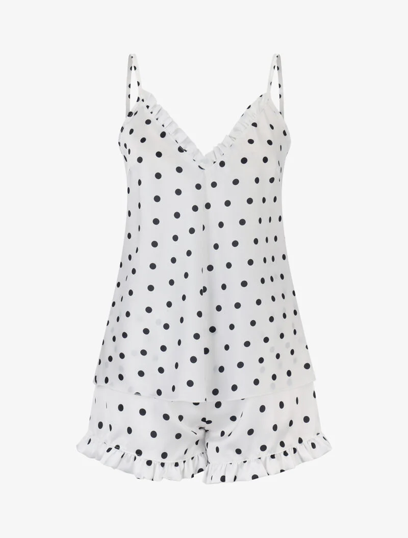 Satijnen set met prints - ecru