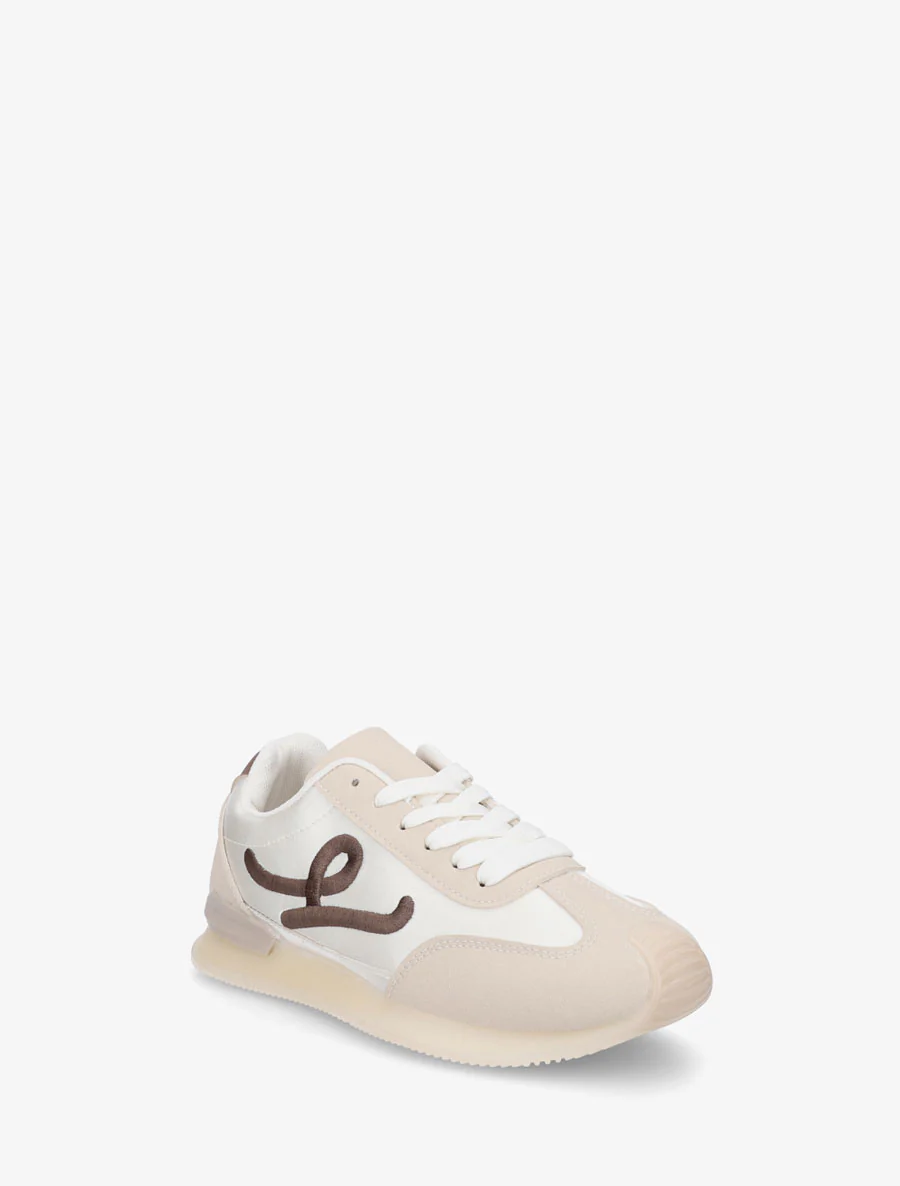 Satijnen sneakers met fantasieborduurwerk - Beige - Image 2
