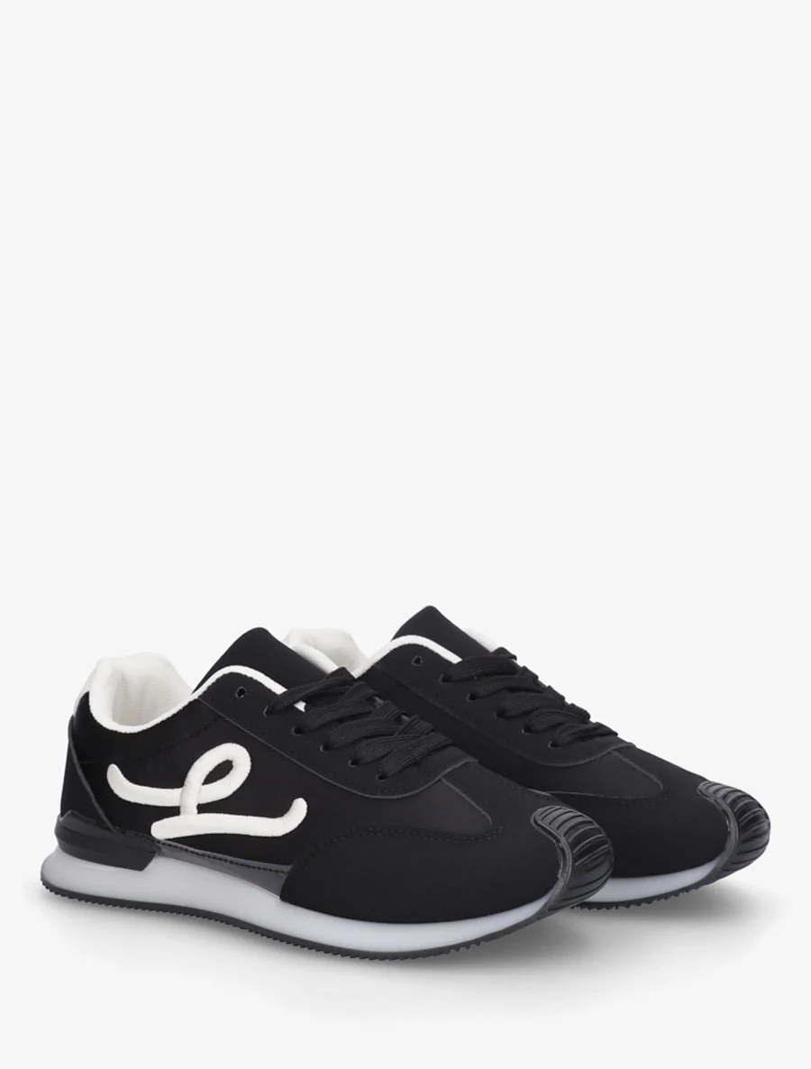 Satijnen sneakers met fantasieborduurwerk - Zwart - Image 4