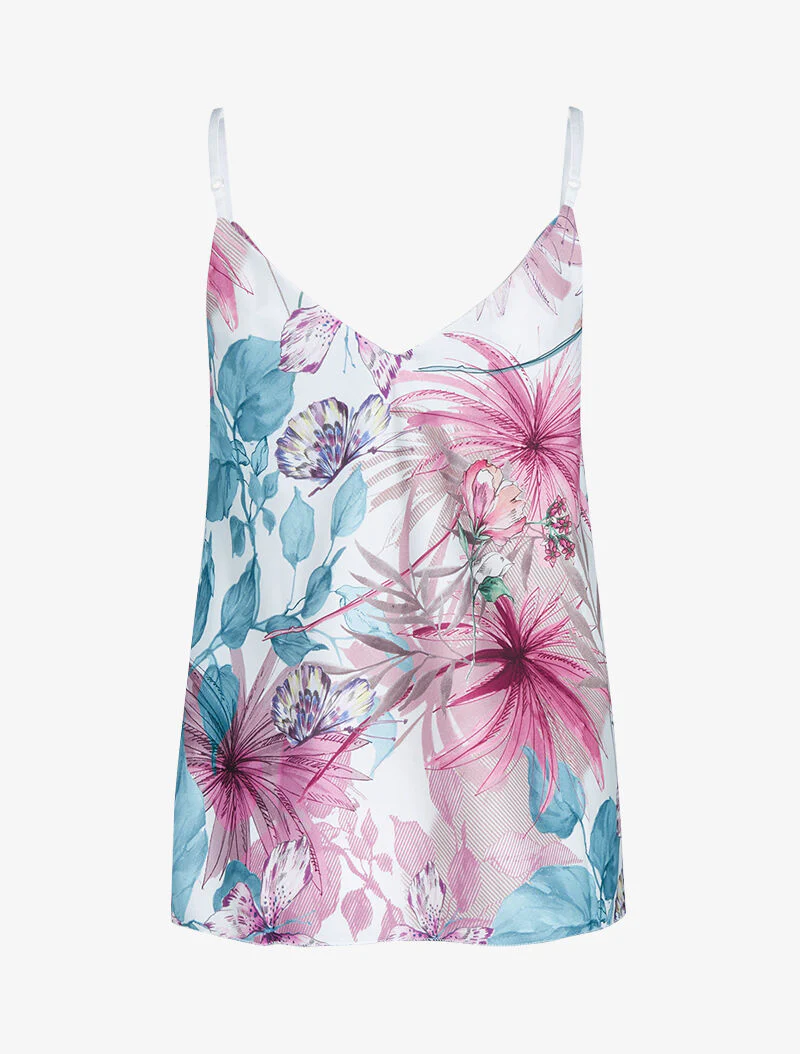 Satijnen tanktop met prints - ecru - Image 2