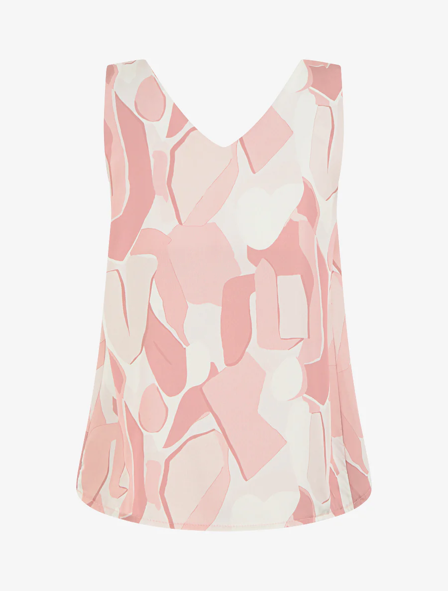 Satijnen top met abstracte juweelprint - Roos - Image 2
