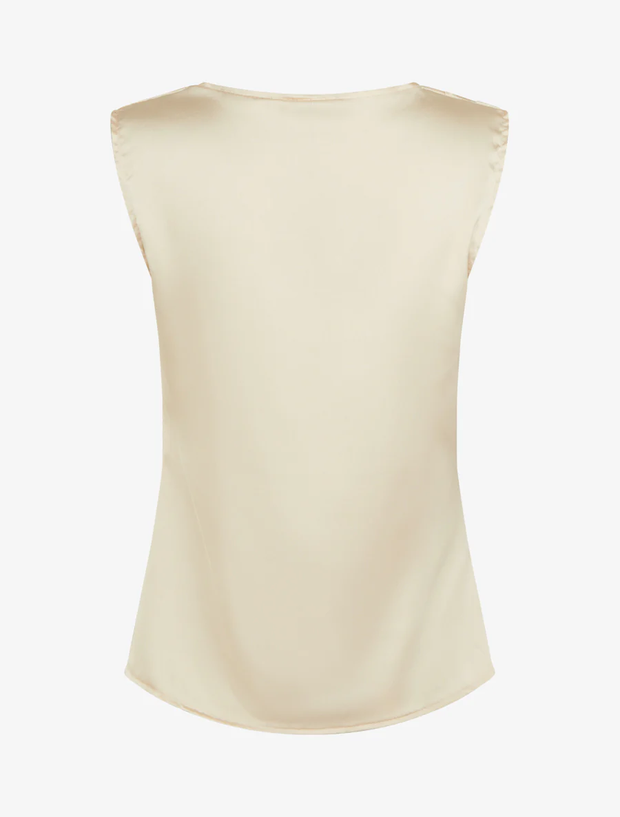 Satijnen top met watervalhals. - Beige - Image 2
