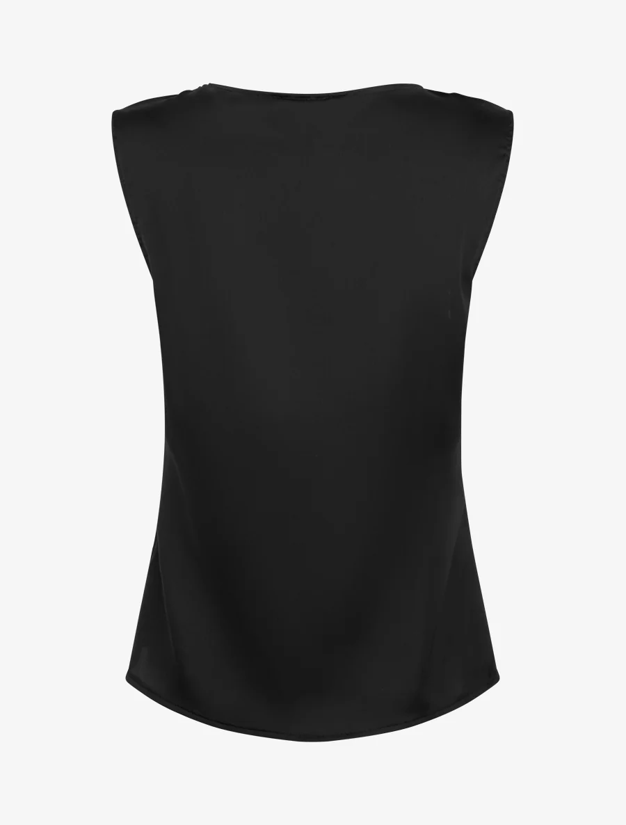 Satijnen top met watervalhals. - Zwart - Image 2