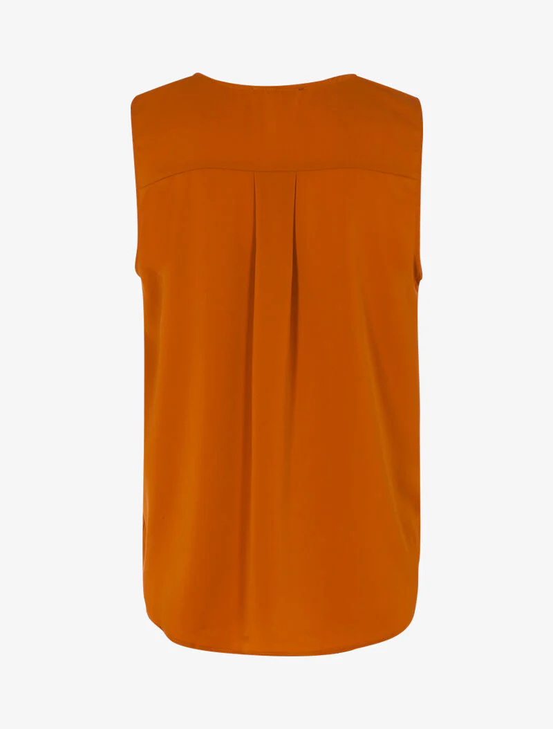 Satijnen overslagblouse met lange rug - roest - Image 2
