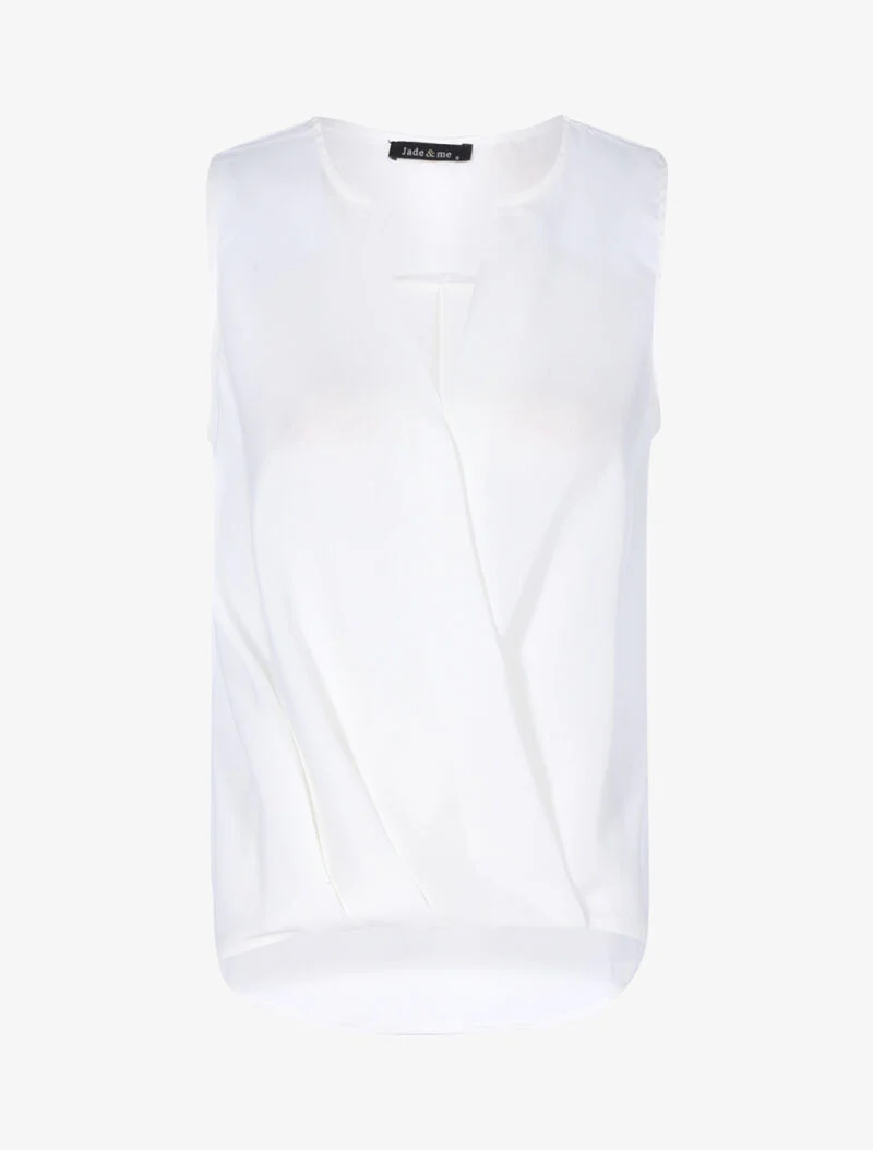 Satijnen overslagblouse met lange rug - wit