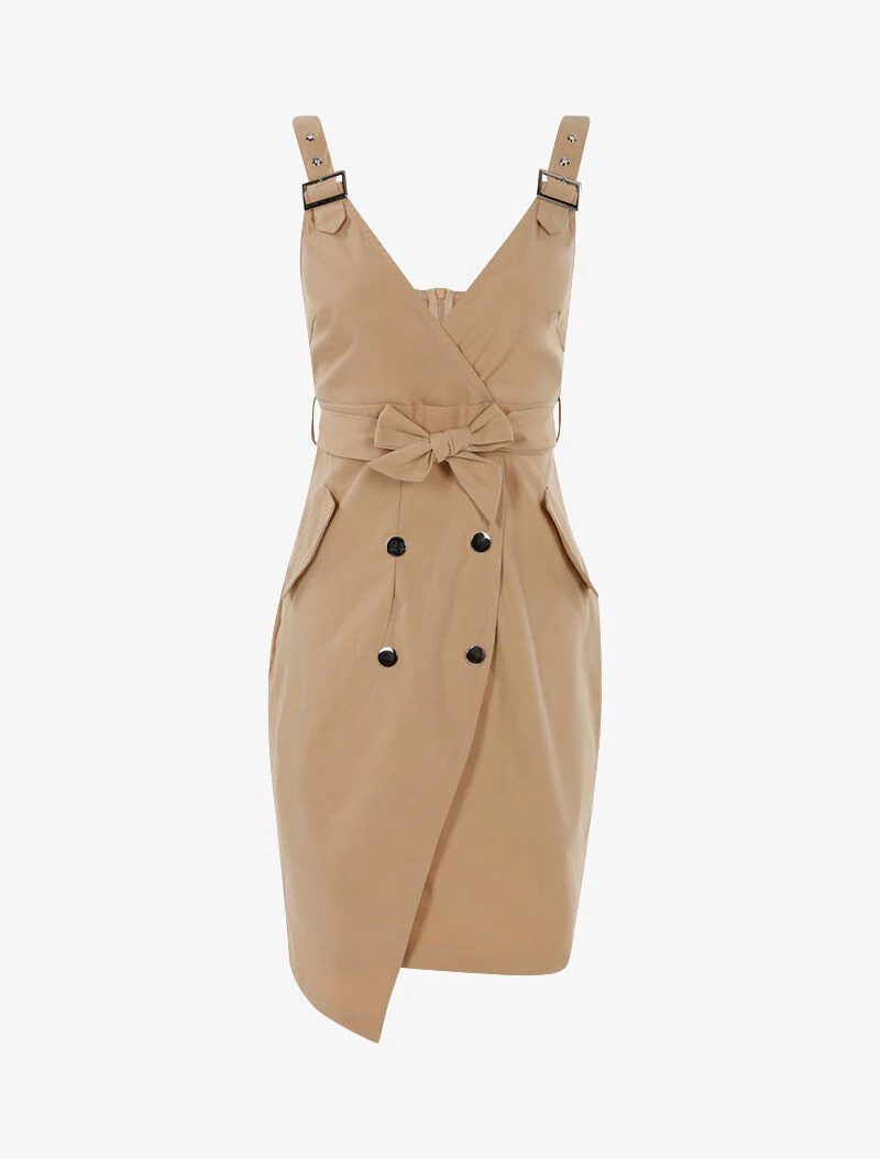 Jurk met decoratieve knopen - beige
