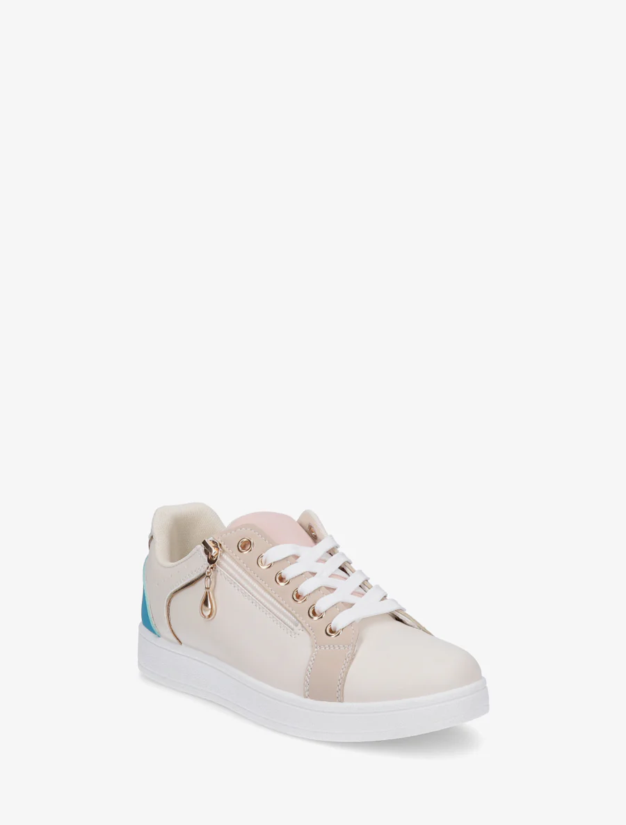 Schoenen van imitatieleer met decoratieve rits. - Beige - Image 2