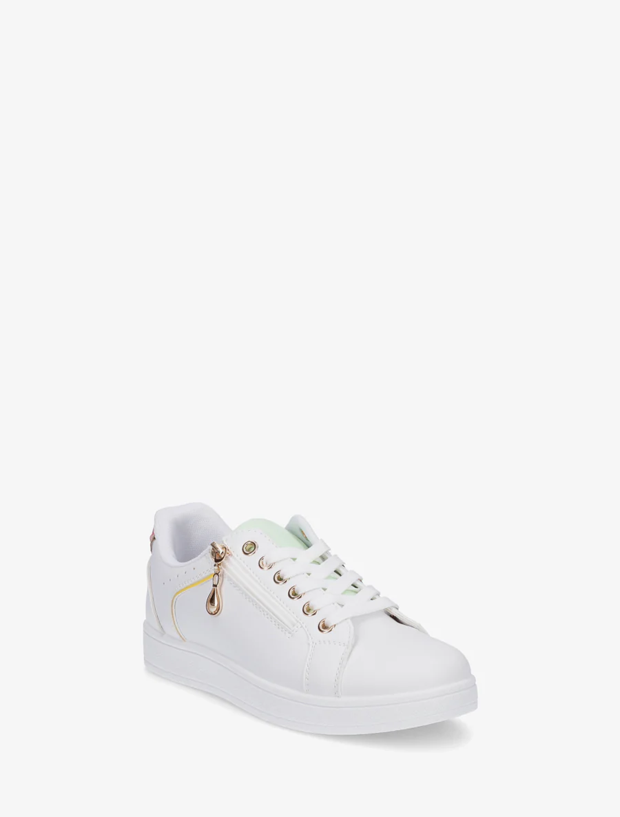 Schoenen van imitatieleer met decoratieve rits. - Wit - Image 2