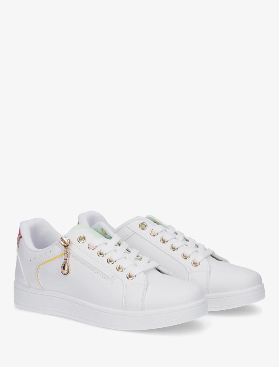 Schoenen van imitatieleer met decoratieve rits. - Wit - Image 4