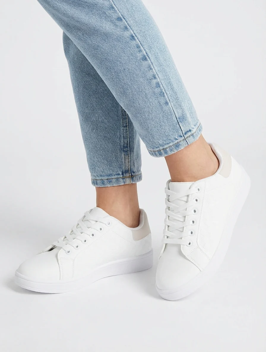 Schoenen van imitatieleer met ruitjesmotief - Beige - Image 5