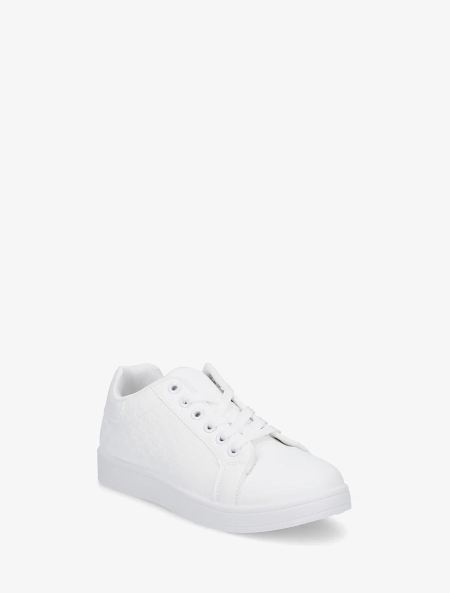 Schoenen van imitatieleer met ruitjesmotief - Wit - Image 2