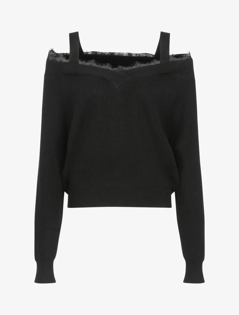 Off-shoulder trui - zwart