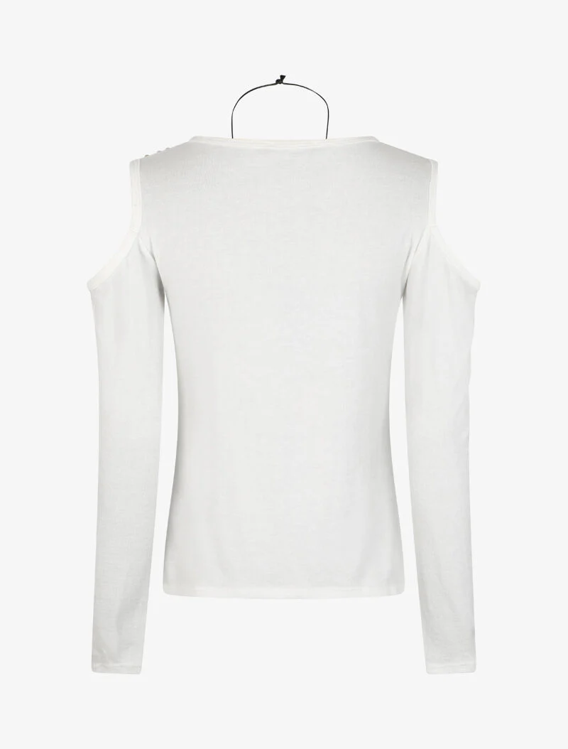 Off-shoulder trui versierd met parels - Wit - Image 2