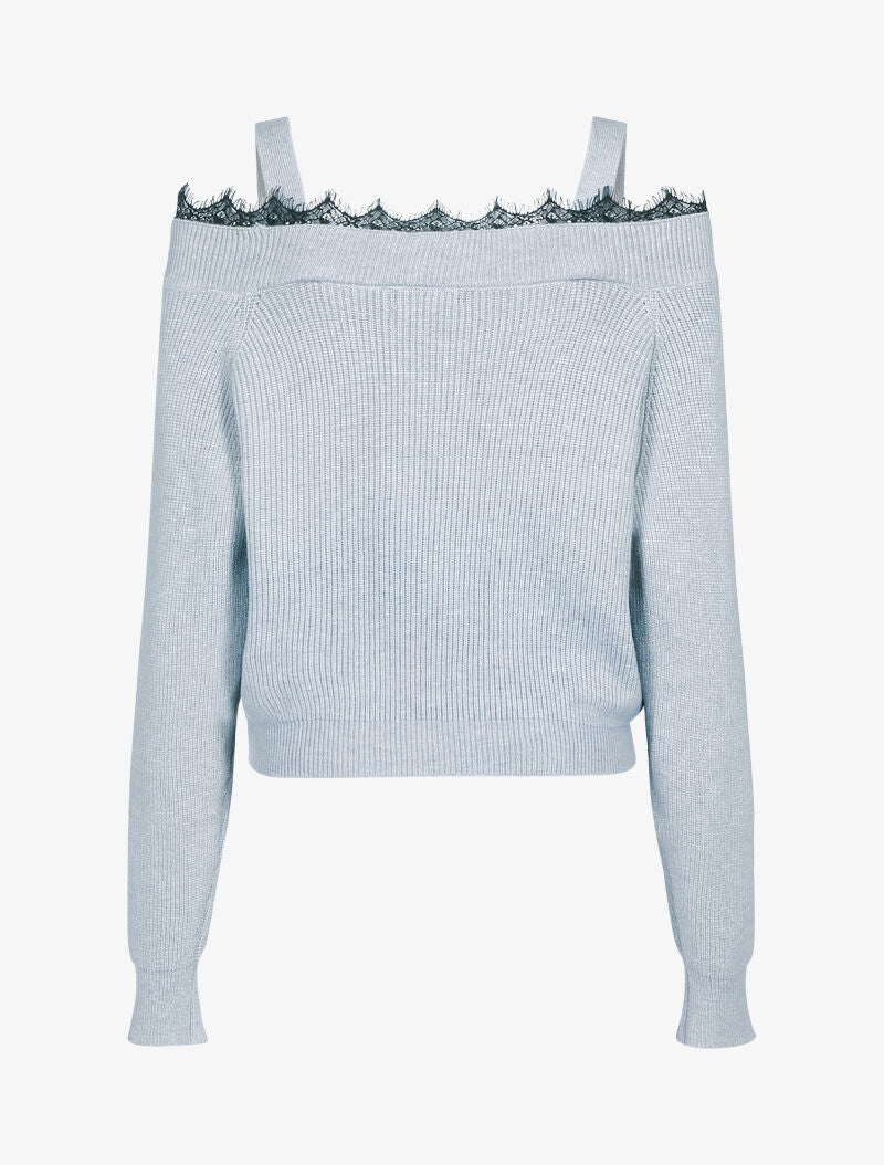 Off-shoulder trui - lichtgrijs - Image 2